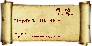 Tirpák Miklós névjegykártya