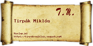 Tirpák Miklós névjegykártya